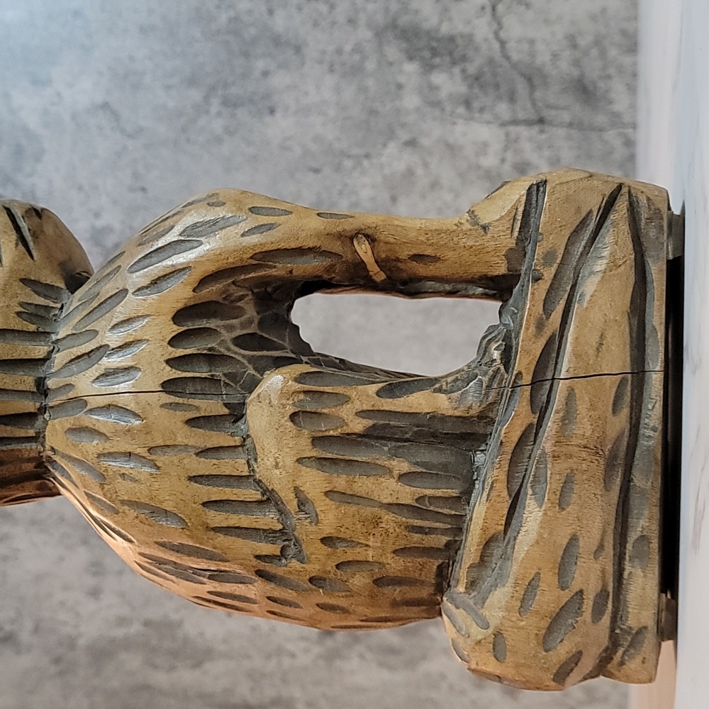Vintage Wooden Hand Carved Folk Art Cat statue - Picture 7 of 8